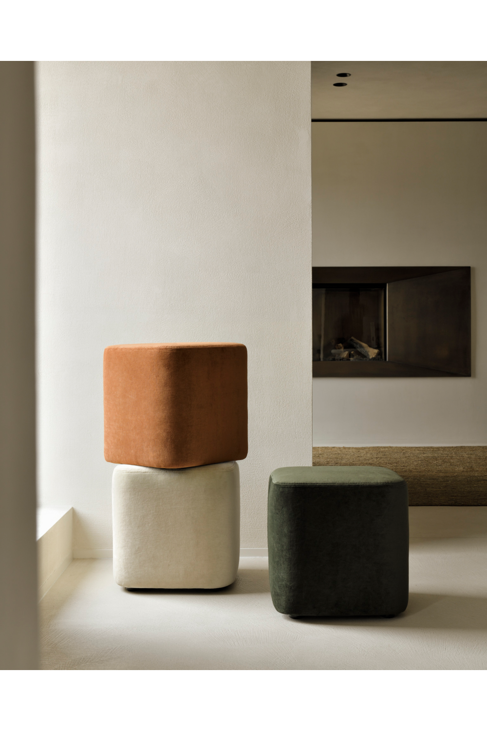 Velvet Minimalist Pouf | Ethnicraft Cube | Oroa.com