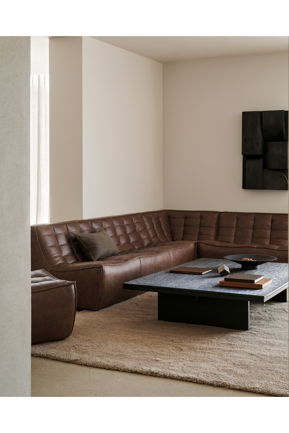 Brown Leather Modular Sofa | Ethnicraft N701 | Oroa.com