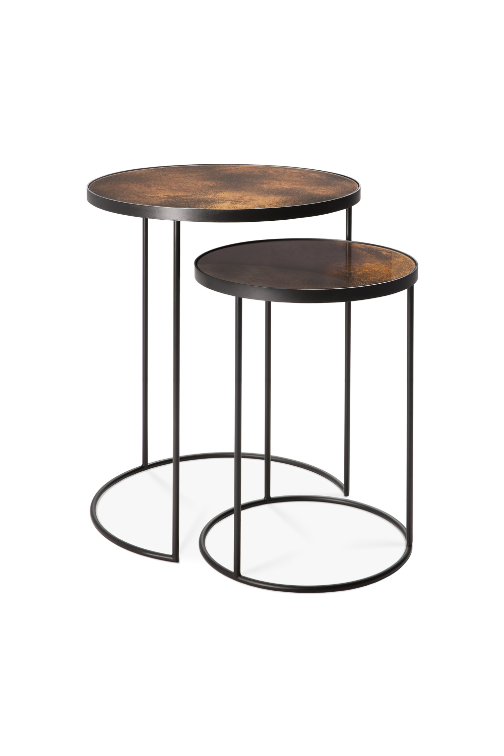 Round Nesting Side Table Set (2) | Ethnicraft Mirrored | OROA.com