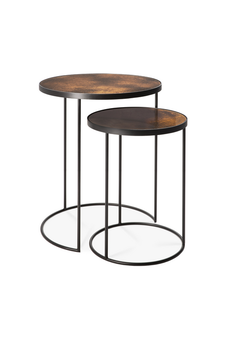 Round Nesting Side Table Set (2) | Ethnicraft Mirrored | OROA.com