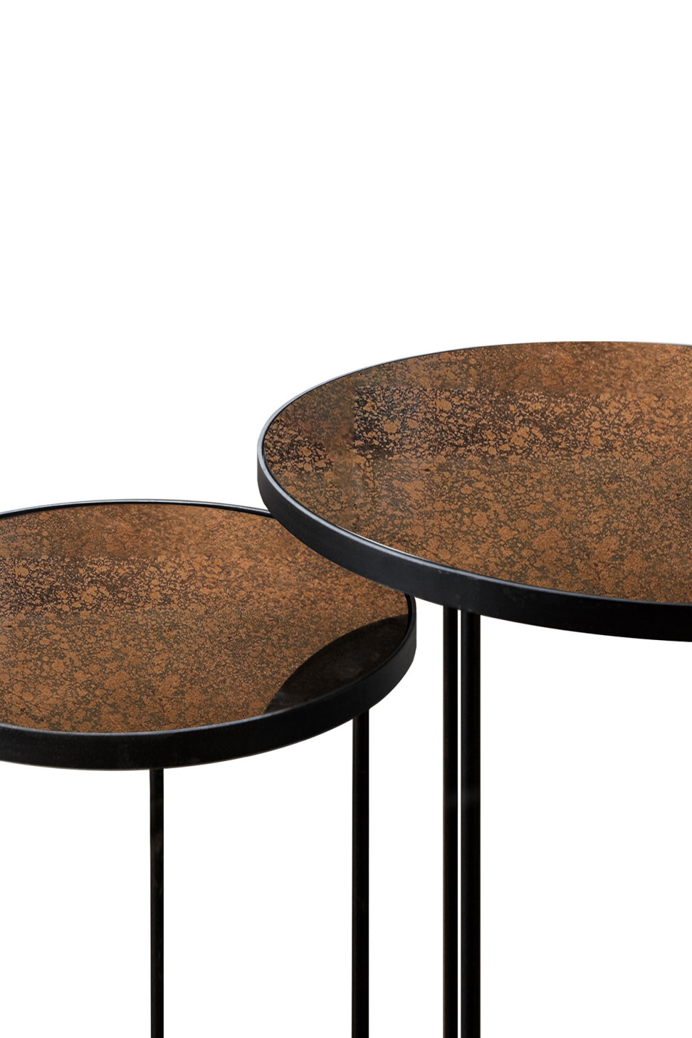 Round Nesting Side Table Set (2) | Ethnicraft Mirrored | OROA.com