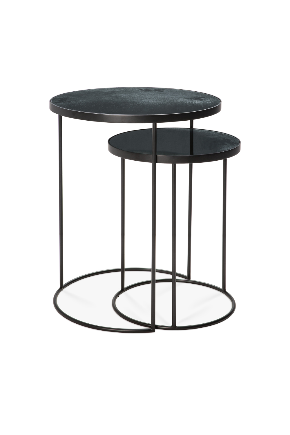 Round Nesting Side Table Set (2) | Ethnicraft Mirrored | OROA.com