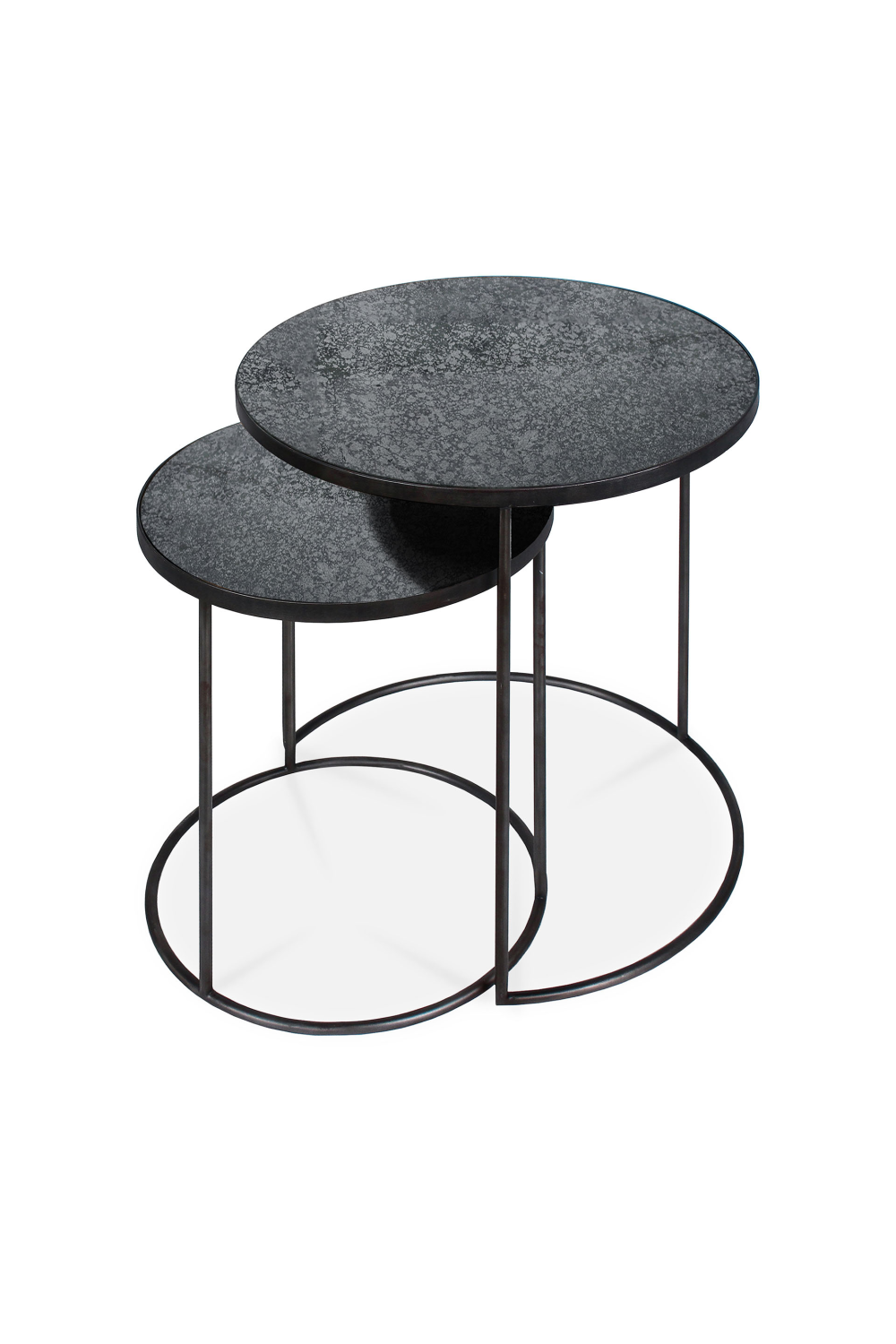 Round Nesting Side Table Set (2) | Ethnicraft Mirrored | OROA.com