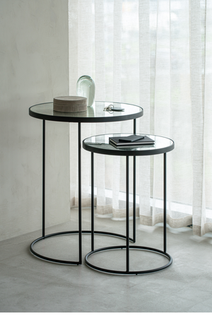 Round Nesting Side Table Set (2) | Ethnicraft Mirrored | OROA.com