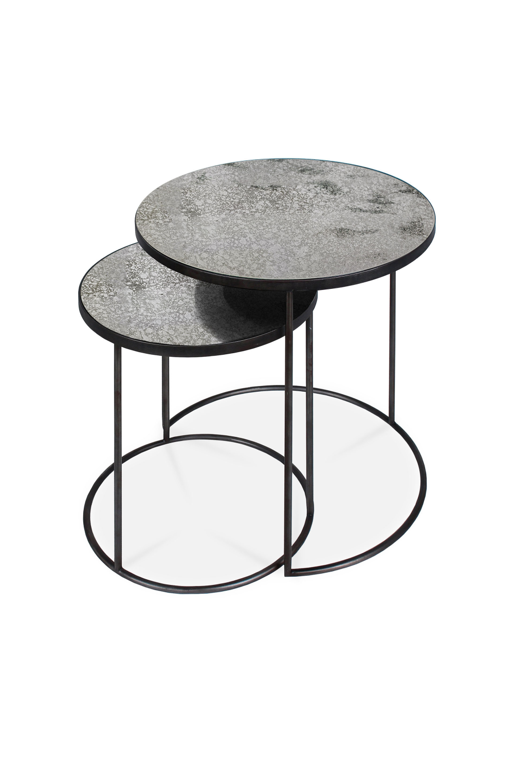 Round Nesting Side Table Set (2) | Ethnicraft Mirrored | OROA.com