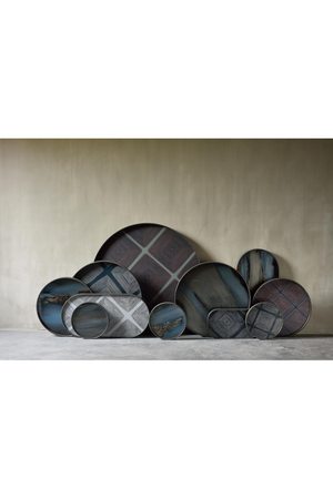 Patterned Round Glass Tray | Ethnicraft Linear | Oroa.com