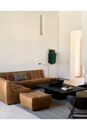 Brown Leather 2-Seater Modular Sofa | Ethnicraft N701 | Oroa.com