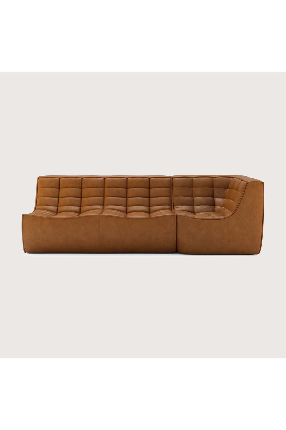 Brown Leather 2-Seater Modular Sofa | Ethnicraft N701 | Oroa.com