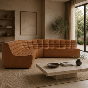   Brown Leather Modular Sofa Set | Oroa.com
