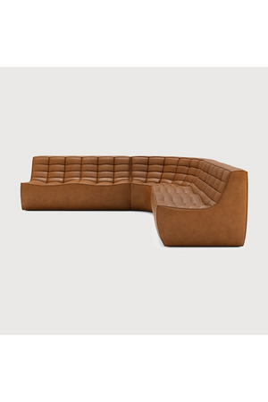 Brown Leather Modular Sofa Set | Ethnicraft N701 | Oroa.com