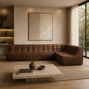   Brown Leather Modular Sofa | Oroa.com