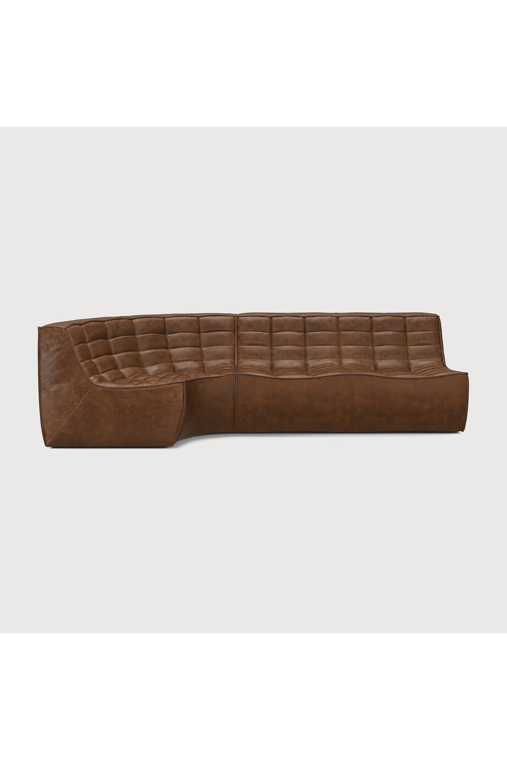 Dark Brown Leather 2-Seater Modular Sofa | Ethnicraft N701 | Oroa.com