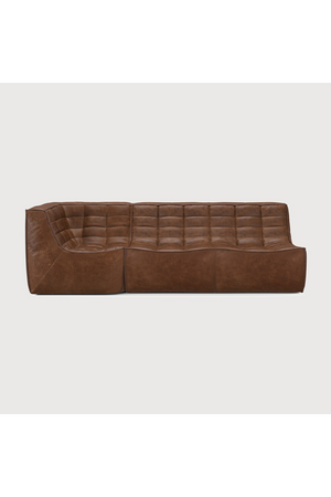 Dark Brown Leather 2-Seater Modular Sofa | Ethnicraft N701 | Oroa.com