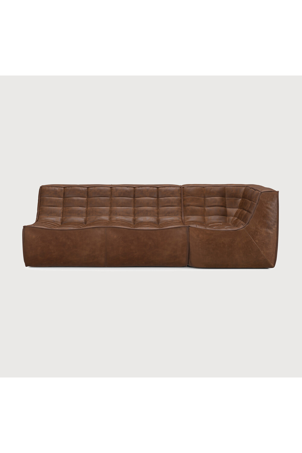 Dark Brown Leather 2-Seater Modular Sofa | Ethnicraft N701 | Oroa.com