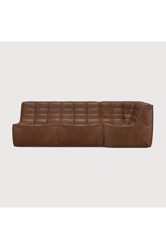 Dark Brown Leather 2-Seater Modular Sofa | Ethnicraft N701 | Oroa.com