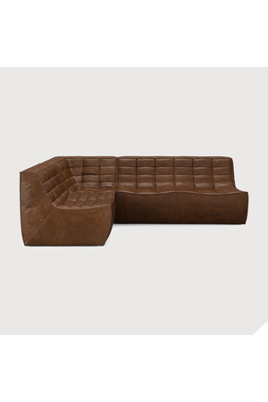 Brown Leather 3-Piece Modular Sofa | Ethnicraft N701 | Oroa.com