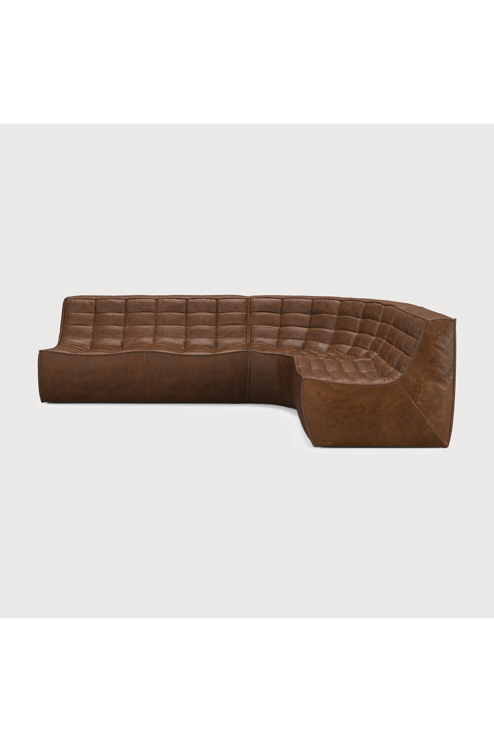Brown Leather 3-Piece Modular Sofa | Ethnicraft N701 | Oroa.com