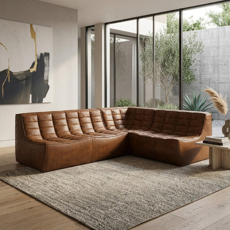   Brown Aniline Leather Modular Sofa Sectional – Ethnicraft N701 | Oroa.com