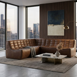   Dark Brown Leather Modular Sofa Set | Oroa.com