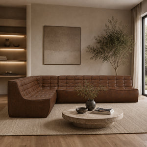  Dark Brown Leather Modular Sofa | Oroa.com