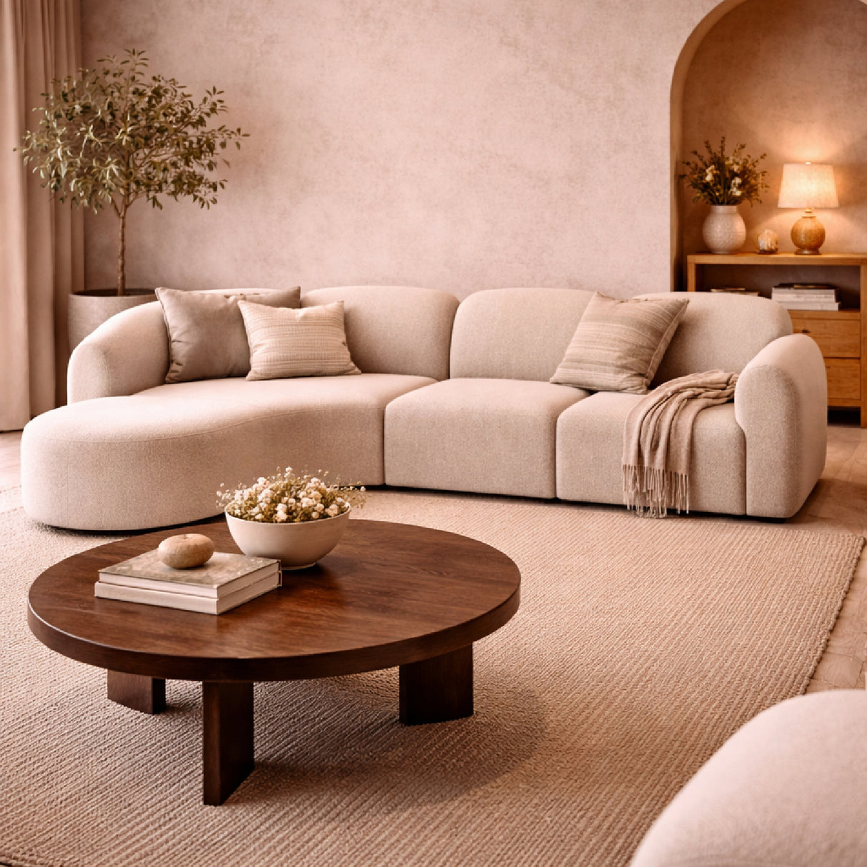   Modern European furniture - Modular Sofa Set with Semi-Circle Stool - www.oroa.com | Oroa.com