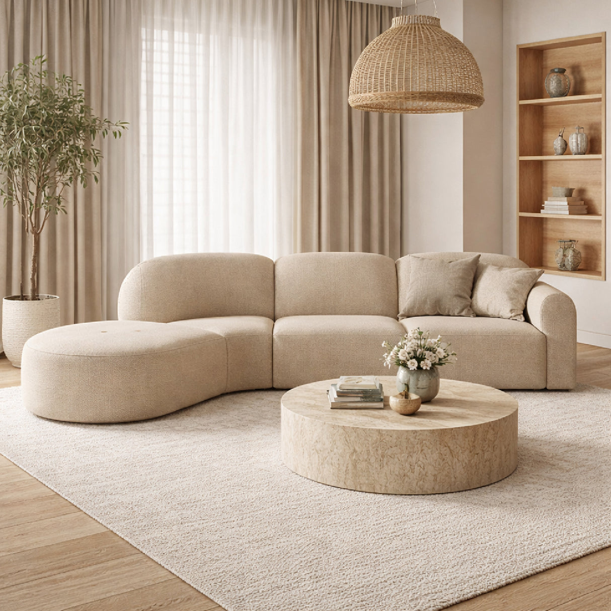   Modern European furniture - Curved Sofa with Semi-Circle Footstool - www.oroa.com | Oroa.com