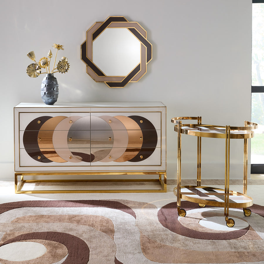 Mirrored Glass 6-Drawer Sideboard | Jonathan Adler Chambeige | Oroa.com