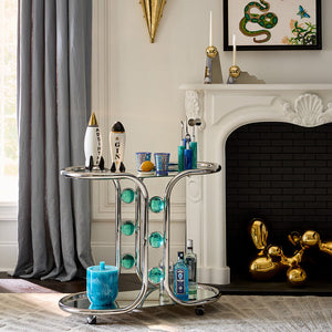 Polished Nickel Bar Cart | Jonathan Adler Globo | Oroa.com