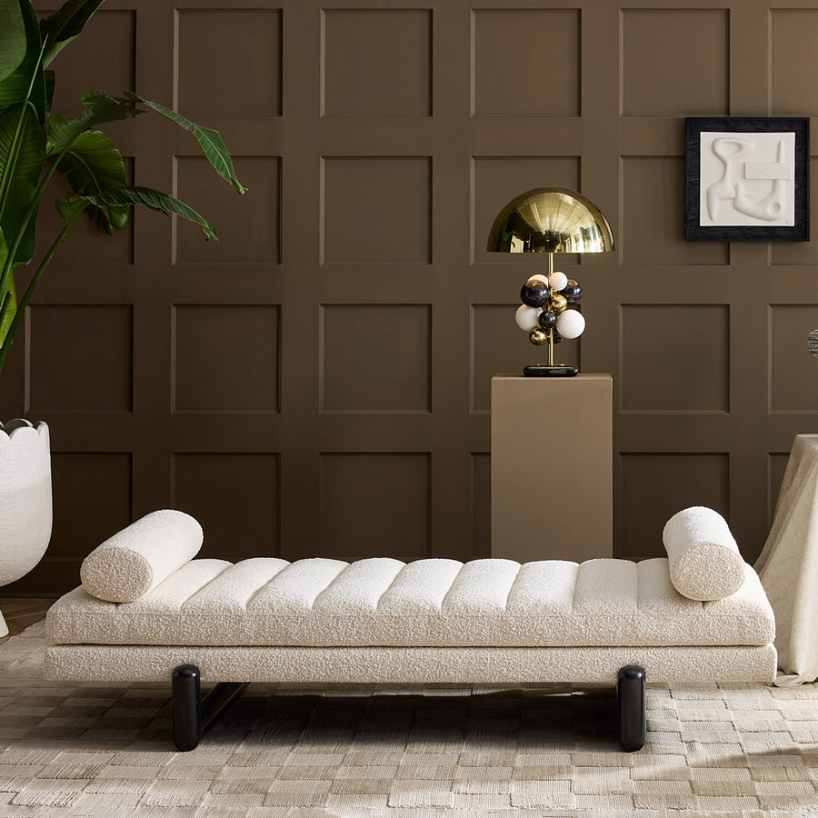 White Channeled Bouclé Daybed | Jonathan Adler Aspen | Oroa.com