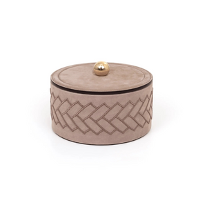 Round Embroidered Leather Box | Pinetti Lily | OROA.com