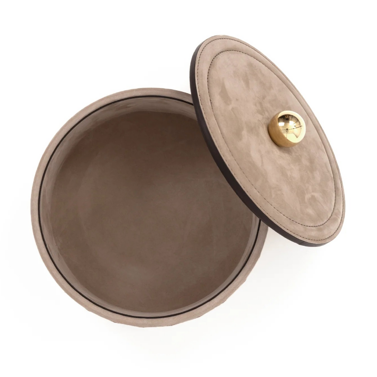 Round Embroidered Leather Box | Pinetti Lily | OROA.com
