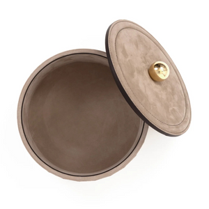 Round Embroidered Leather Box | Pinetti Lily | OROA.com
