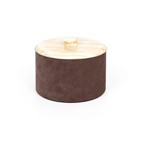 Leather Round Lidded Box | Pinetti Kelly | OROA.com