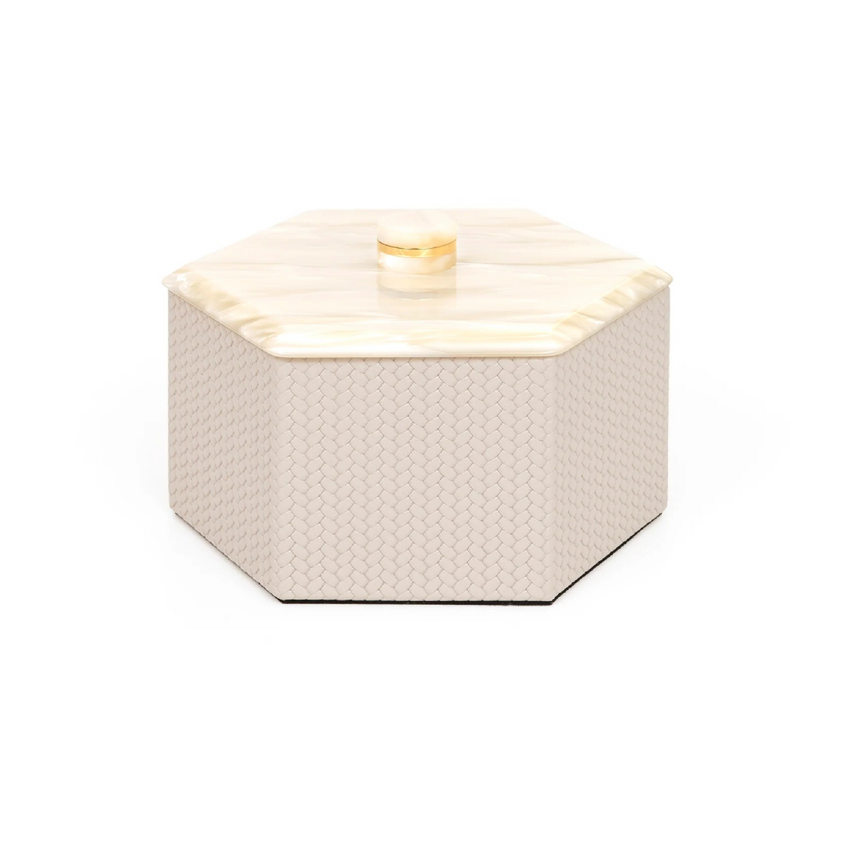 Leather Hexagonal Lidded Box | Pinetti Kelly | OROA.com