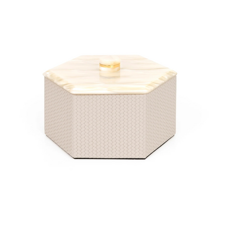 Leather Hexagonal Lidded Box | Pinetti Kelly | OROA.com