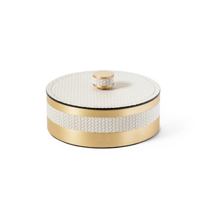 Round Woven Leather Box | Pinetti Saturno | OROA.com