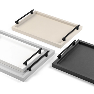 Metal Handle Leather Tray | Pinetti Dafne | OROA.com