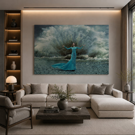   Blue Gowned Woman Photographic Art | Oroa.com