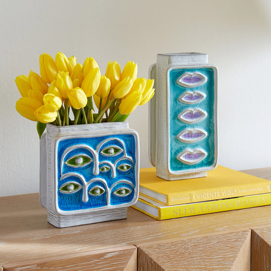 Blue Melted Glass Vase | Jonathan Adler Menagerie Eyes | Oroa.com