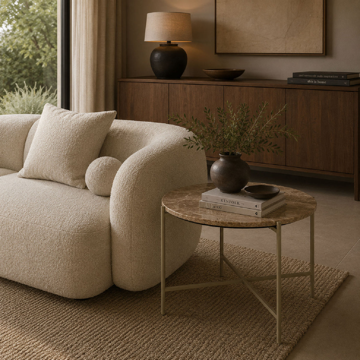   Modern furniture - Round Beige Marble Side Table - www.oroa.com | Oroa.com