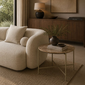   Modern furniture - Round Beige Marble Side Table - www.oroa.com | Oroa.com