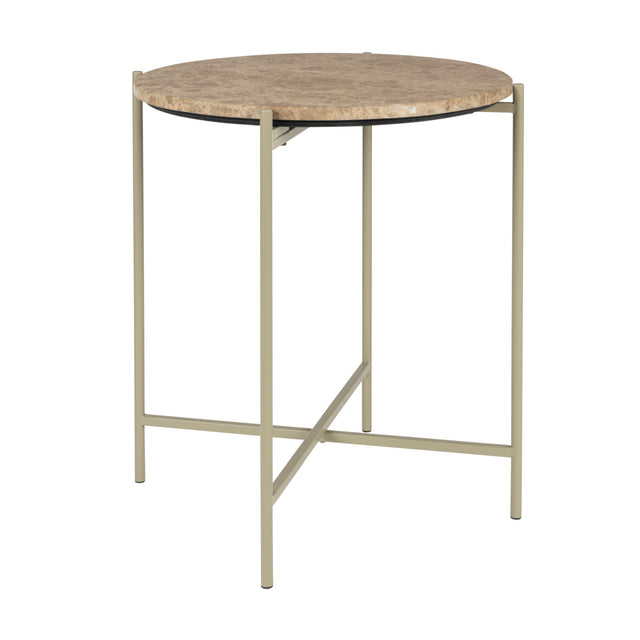 Modern furniture - Round Beige Marble Side Table - www.oroa.com