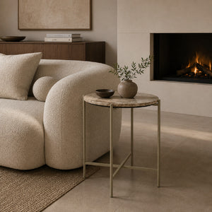   Modern furniture - Round Beige Marble Side Table - www.oroa.com | Oroa.com