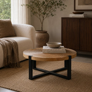   Modern furniture - Round Wooden Fluted Coffee Table - www.oroa.com | Oroa.com