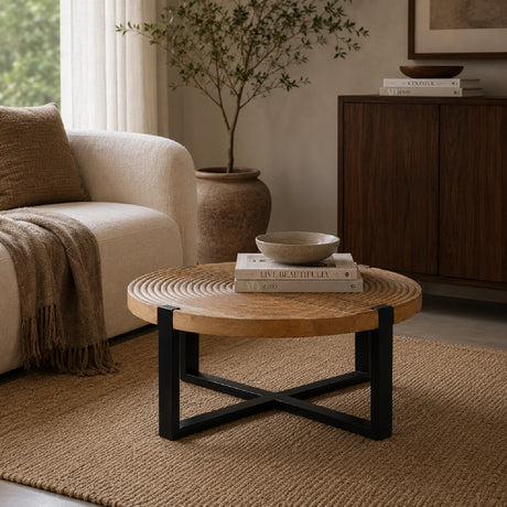   Modern furniture - Round Wooden Fluted Coffee Table - www.oroa.com | Oroa.com