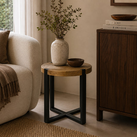   Modern furniture - Round Wooden Fluted Side Table - www.oroa.com | Oroa.com