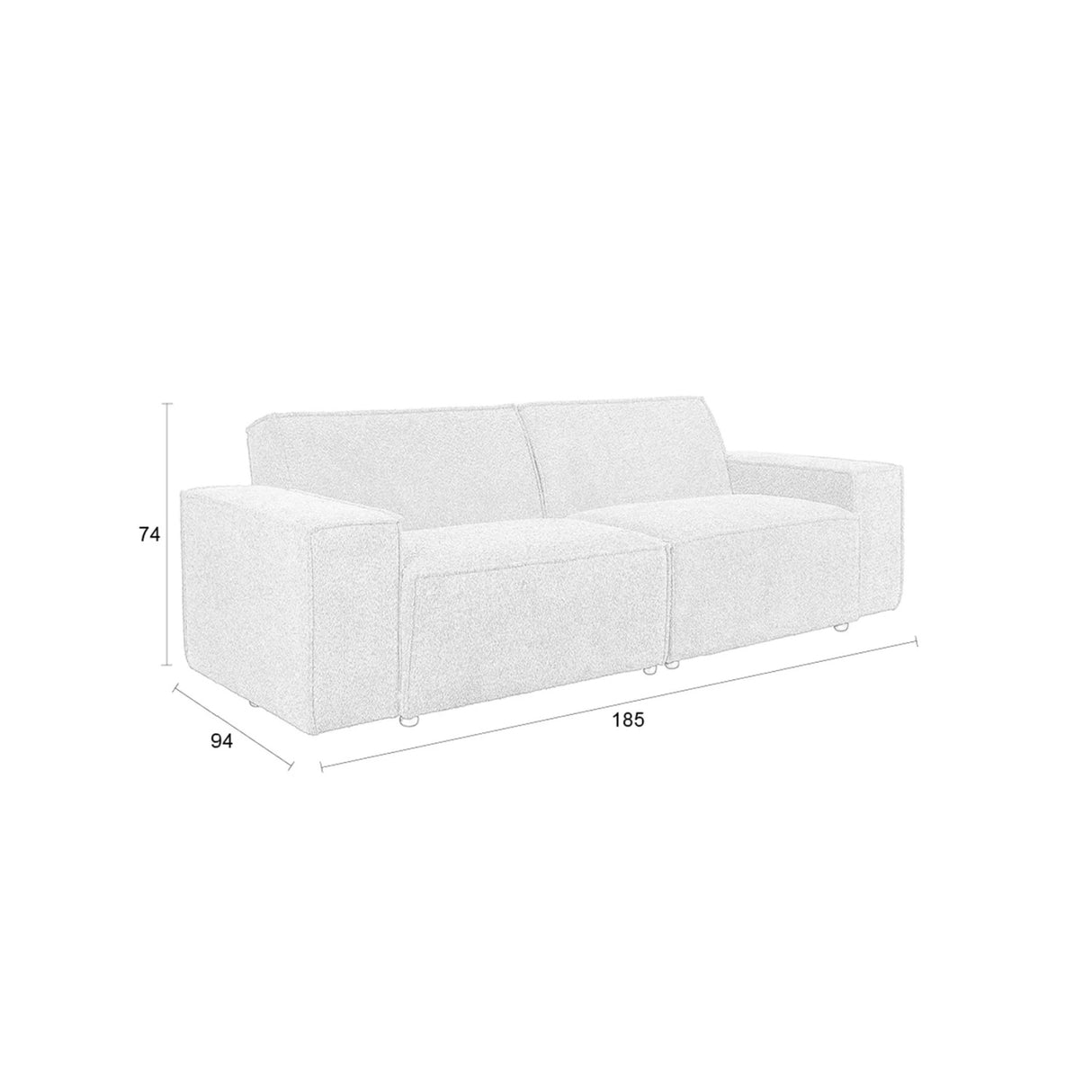   Modern furniture - White Fabric 2.5-Seater Sofa - www.oroa.com | Oroa.com