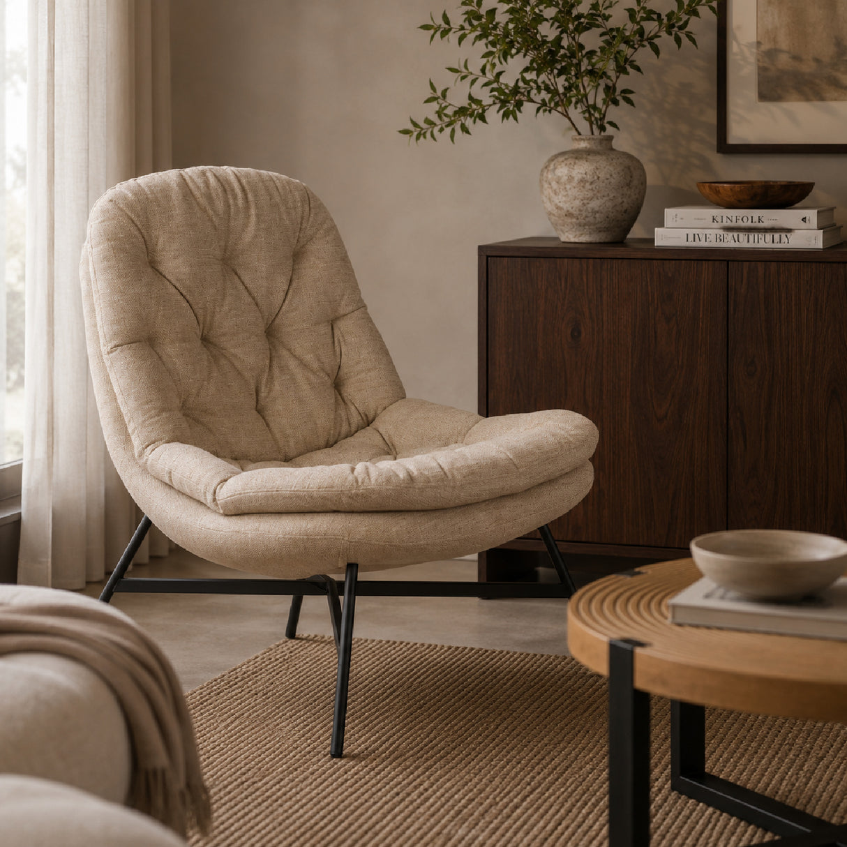   Modern furniture - Beige Tufted Lounge Chair - www.oroa.com | Oroa.com