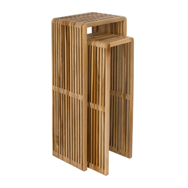 Modern furniture - Slatted Teak Plant Stand Set (2) - www.oroa.com