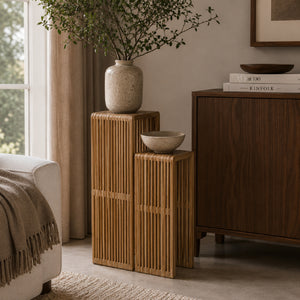   Modern furniture - Slatted Teak Plant Stand Set (2) - www.oroa.com | Oroa.com